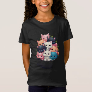 Too Cute Kittens – Colorful Fluffy Cat Art Girls T-Shirt