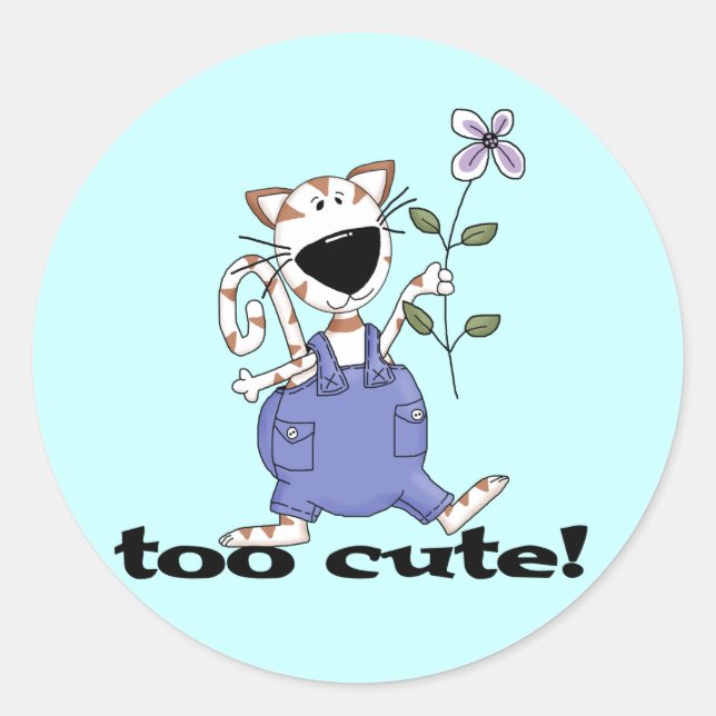 Too Cute Kitty Cat Tshirts and Gifts Classic Round Sticker (Front)