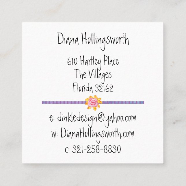 Too Cute Lady Professional  Square Business Card (Back)