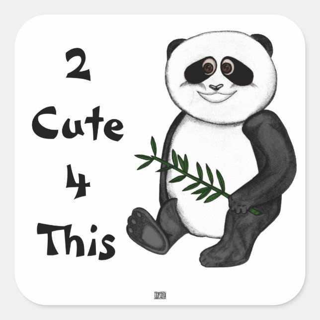 Too Cute Panda Bear Square Sticker (Front)