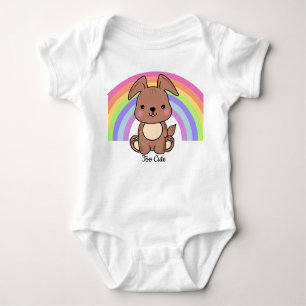 Too Cute Puppy Custom Text or Name Rainbow Baby Bodysuit