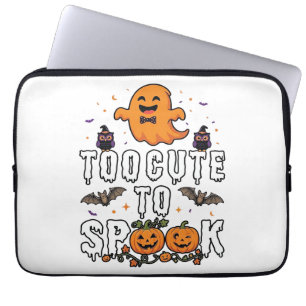 Too Cute Spook Halloween Orange Ghost Pumpkins Bat Laptop Sleeve