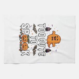 Too Cute Spook Halloween Orange Ghost Pumpkins Bat Tea Towel