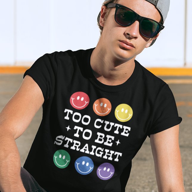 Too Cute to Be Straight Gay Pride, Black T-Shirt (Creator Uploaded)