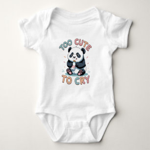 Too Cute to Cry Baby Outfit Adorable Pouting Panda Baby Bodysuit