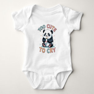 Too Cute to Cry Baby Outfit Adorable Pouting Panda Bodysuit