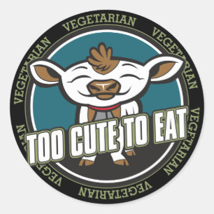 Too Cute to Eat Cow Classic Round Sticker