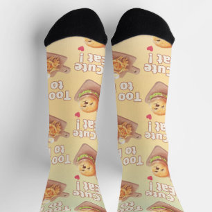 Too Cute to Eat: Smiling Bichon Burger Art Socks