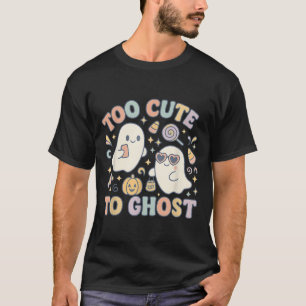 Too Cute To Ghost Pastel Halloween Retro Fall Aest T-Shirt