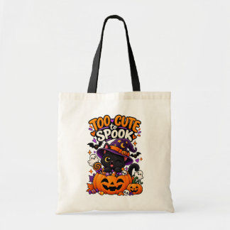 Too Cute to Spook Cute Black Cat Halloween Tote Bag