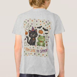 Too Cute to Spook Cute Cat Frog Halloween Kids Tri-Blend Shirt