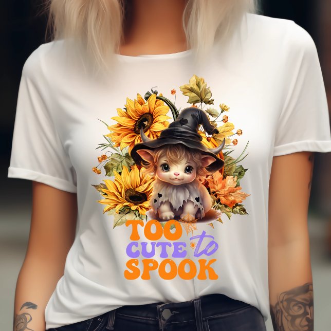 Too Cute To Spook-Cute Cow Halloween-Pumpkin-Fall T-Shirt (Creator Uploaded)