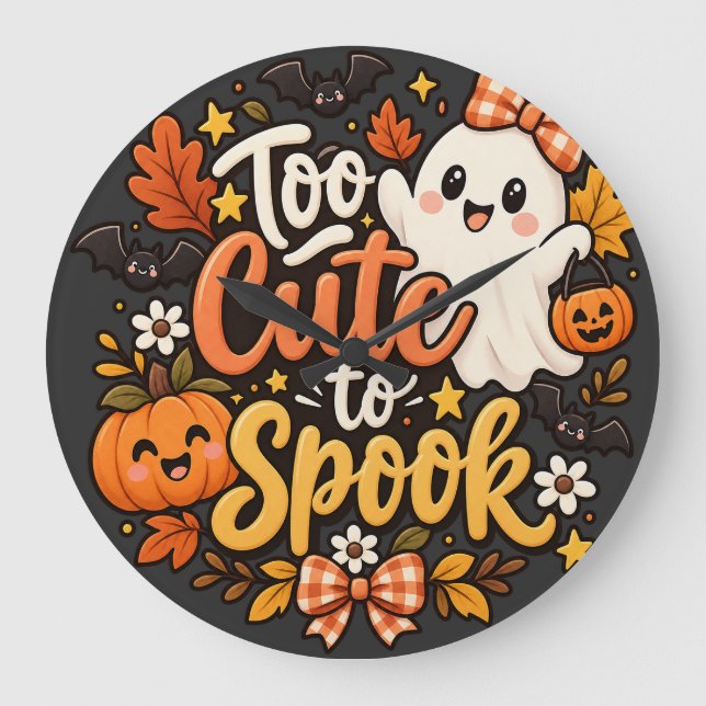 Too Cute To Spook Cute Ghost  Large Clock (Front)
