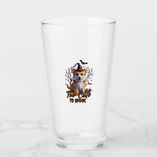 Too Cute To Spook Funny Halloween Dog Corgi T shir Glass