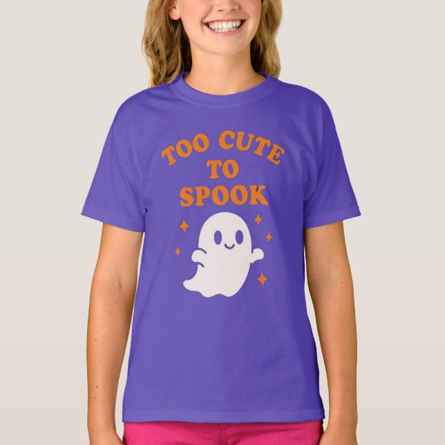  Too Cute To Spook - Funny Halloween Ghost Girl's  T-Shirt (Front)