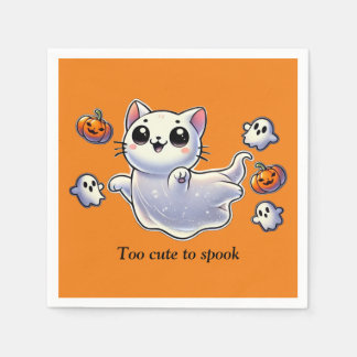 Too cute to spook ghost cat napkin