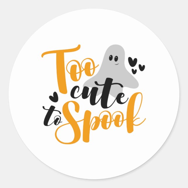 Too Cute To Spook Ghost Halloween Funny Hoodie Classic Round Sticker (Front)