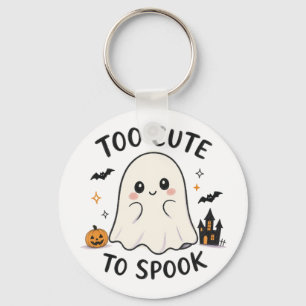 Too Cute To Spook Ghost Halloween Illustration Key Ring