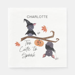 Too Cute to Spook Halloween Birthday Bats Name Napkin