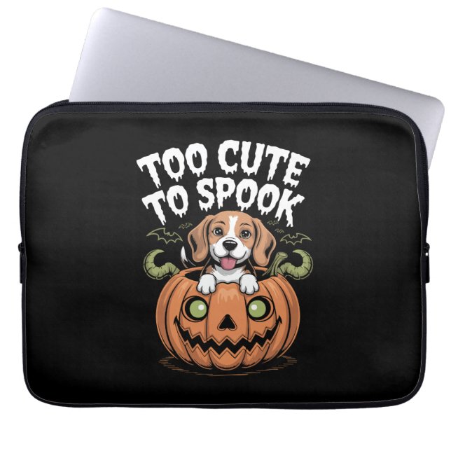 Too Cute to Spook Halloween Dog Laptop Sleeve (Front)