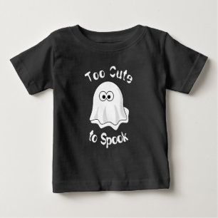 "Too Cute to Spook!" Halloween Ghost Baby T-Shirt