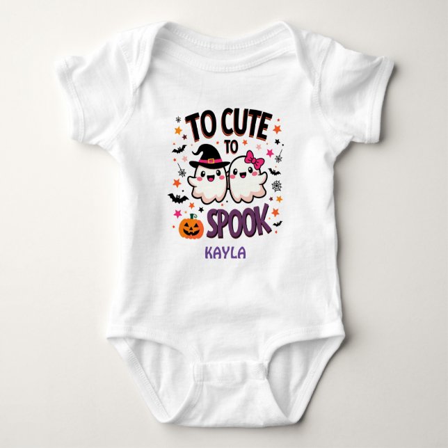 Too Cute to Spook Halloween Ghosts  Baby Bodysuit (Front)