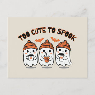 Too Cute to Spook - Halloween Ghosts with Coffee Postcard