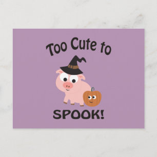Too Cute To Spook Halloween Pig Witch Postcard