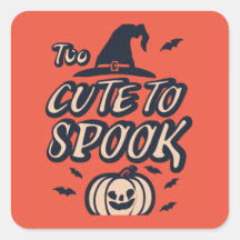 Too Cute To Spook! Halloween Square Sticker
