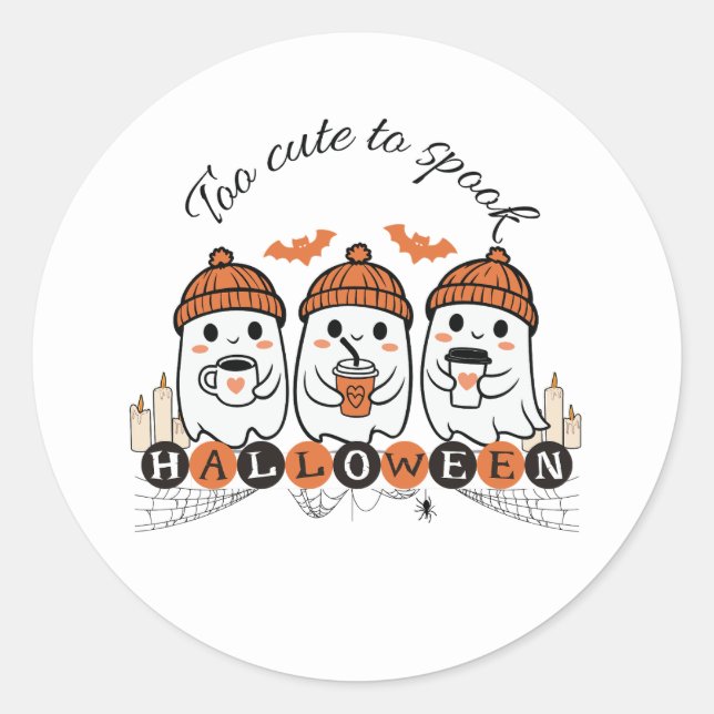 Too Cute to Spook Halloween Stickers (Front)