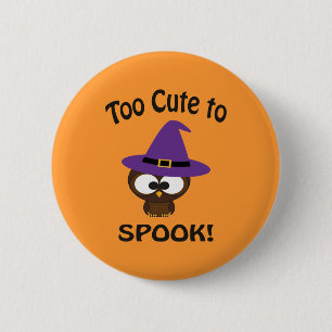 Too Cute to Spook! Owl Witch 6 Cm Round Badge