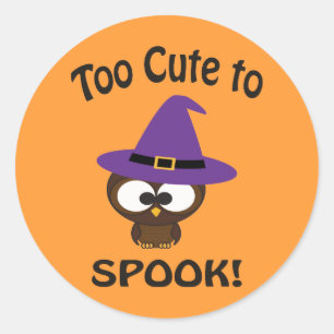 Too Cute to Spook! Owl Witch Classic Round Sticker