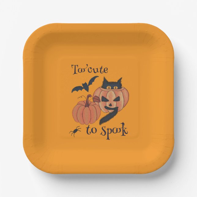 Too cute to spook paper plate (Front)