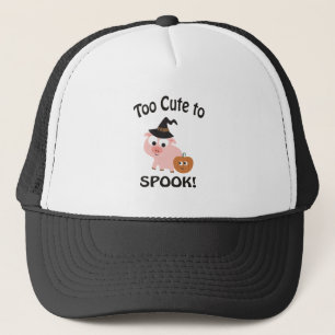 Too Cute to Spook! Pig Witch Trucker Hat