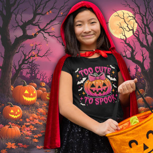 Too Cute to Spook Pink Coquette Halloween Pumpkin T-Shirt