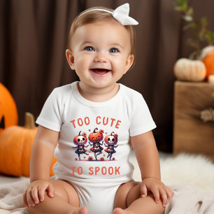 Too Cute To Spook Pumpkin Ghost Baby Bodysuit