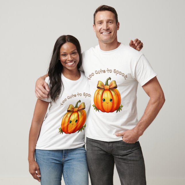 Too Cute to Spook –  Pumpkin Halloween Design T-Shirt (Unisex)