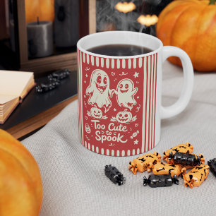 Too Cute to Spook Red Whimsical Halloween Ghosts Coffee Mug