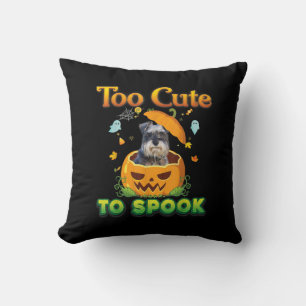Too Cute To Spook Schnauzer Dog Halloween Pumpkin Cushion