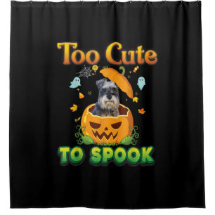 Too Cute To Spook Schnauzer Dog Halloween Pumpkin Shower Curtain