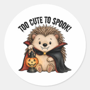 Too Cute to Spook Vampire Hedgehog Halloween Classic Round Sticker