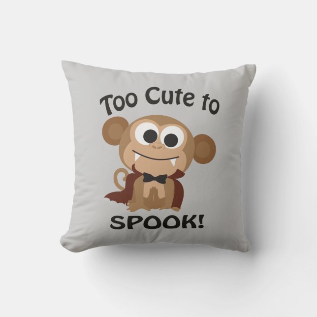 Too Cute To Spook! Vampire Monkey Cushion (Front)