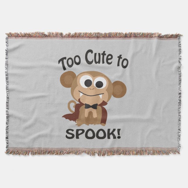 Too Cute To Spook! Vampire Monkey Throw Blanket (Front)