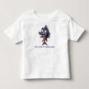 Too Cute to Swim Away – Funny Cartoon Fish Kids Toddler T-Shirt