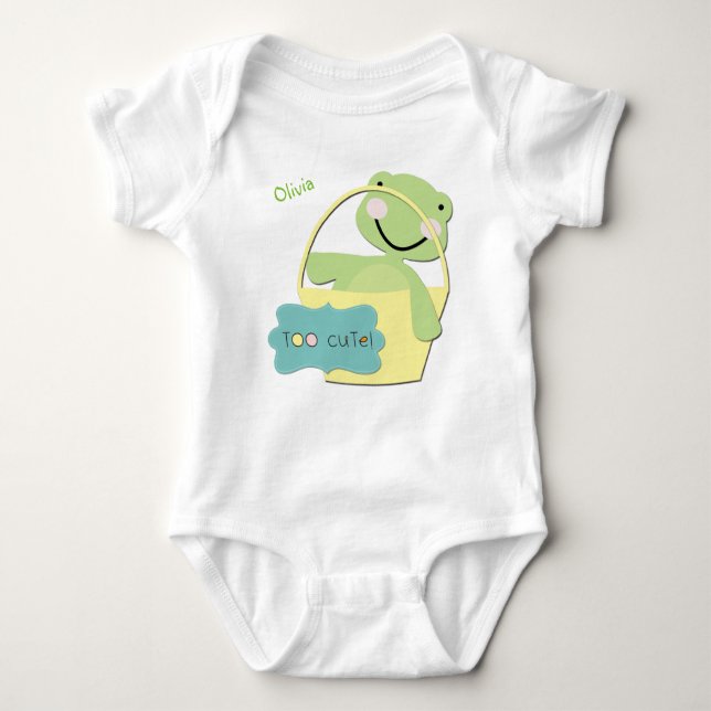 Too Cute Turtle Personalised Baby Bodysuit (Front)