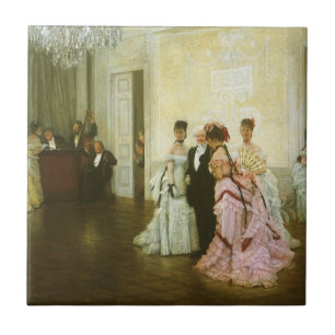Too Early by James Tissot, Vintage Victorian Art Tile