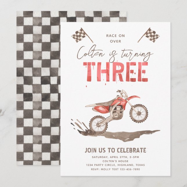 Too Fast Birthday Invitation | 3rd Birthday (Front/Back)