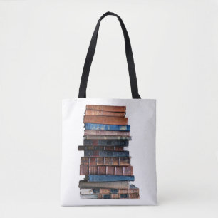 Too fond of books-Old Stack of Books w/quote Tote Bag