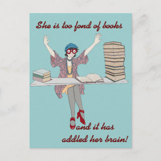 Too Fond Of Books Postcard