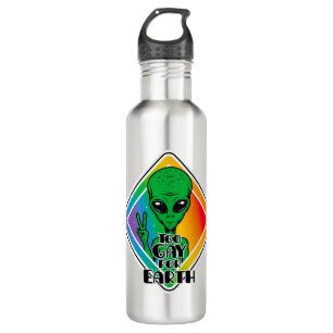 Too Gay For Earth Funny Alien UFO  710 Ml Water Bottle